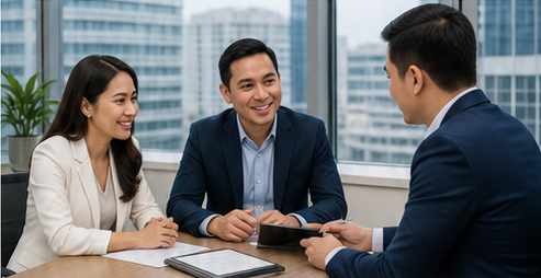 Professional lending consultation with Filipino clients