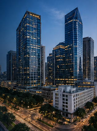 Metro Manila business district at dusk